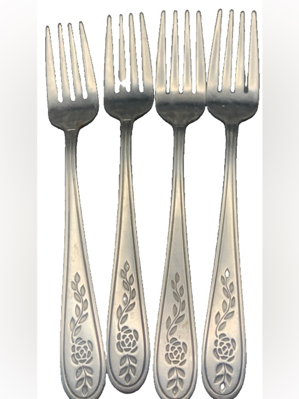 Vintage Rogers Stainless Floral Mist Etched Rose Pattern Lot of 4 Forks